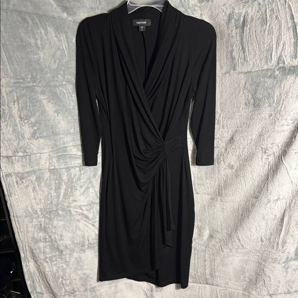 Karen Kane Black faux Wrap‎ Dress women’s size small midi length